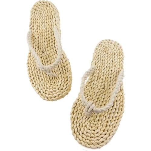 2020 new men and women grass slippers handmade Chinese sandals unisex summer home shoes new couple beach shoes