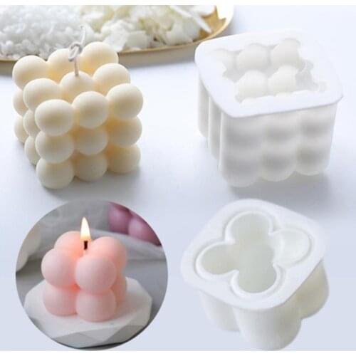 3D Cube Candle Mold DIY Round Cube Candle Mould 3D Silicone Mold Hand-made Soy Candles Aroma Wax Soap Molds Soy Wax