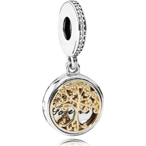 5PCS Wholesale Gold Color Tree Of Life Hollow Charms Crystal Big Hole Connector For Bracelet Necklace Jewelry Making Gift