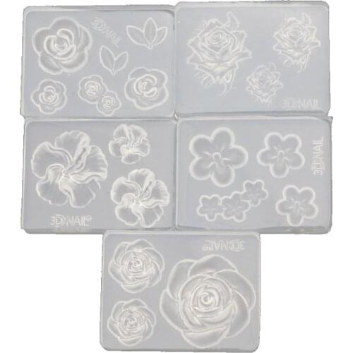 5Pcs Rose Flower Chrysanthemum Small Flower Candy Silicone Epoxy Resin Molds Set