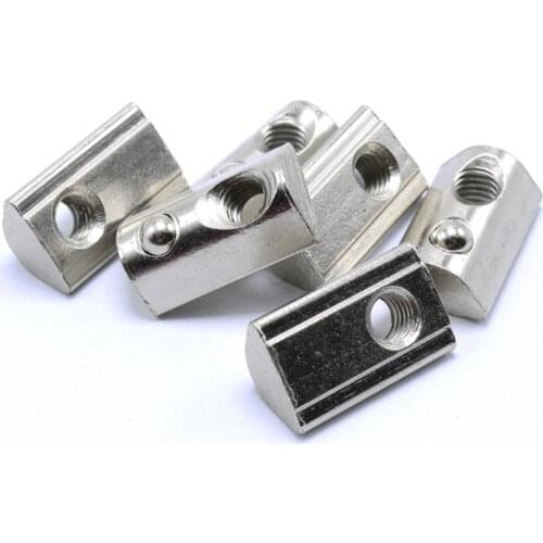 50PCS/LOT Thread M3 M4 M5 M6 T Spring nut Half Round Elasticity Slot Nuts Groove 6 for 2020 Series Aluminum Profile Accessories