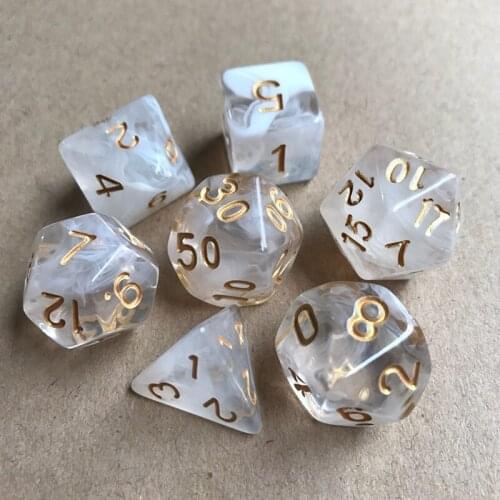 7PCS/Set Two-color Multi-faceted Board Game Gem Dice Set Geometric Dice PR Sale