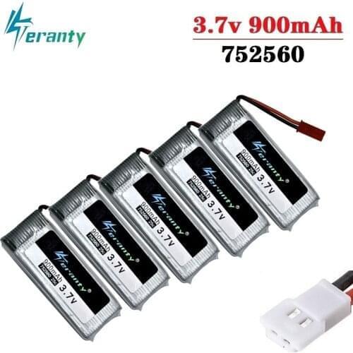 900mah 3.7V Rechargeable Battery For X5 X5C 8807 8807W A6 A6W M68 Rc Drone Spare Parts Accessories 3.7v lipo battery 752560 5pcs