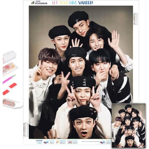 Diamond Painting Kpop Stray Kids Picture of Rhinestones Full Square/Round Diamond Mosaic Embroidery Cross Stitch Kits Home Decor