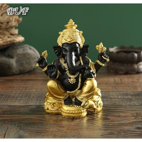 BUF Lord Ganesha Statue Buddha Elephant Hindu God Sculpture Figurines Resin Home Garden Decoration Buddha Statues For House
