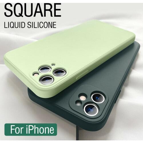 For iPhone SE 7 8 Plus Case Luxury Original Liquid Silicone Soft Cover For iPhone 11 12 Pro X XR XS Max Shockproof Phone Case