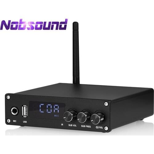 Nobsound HiFi 2.1 Channel Digital Amplifier Bluetooth 5.0 Receiver HDMI/COAX/OPT Audio Amp MIC Karaoke Amp USB Music Player