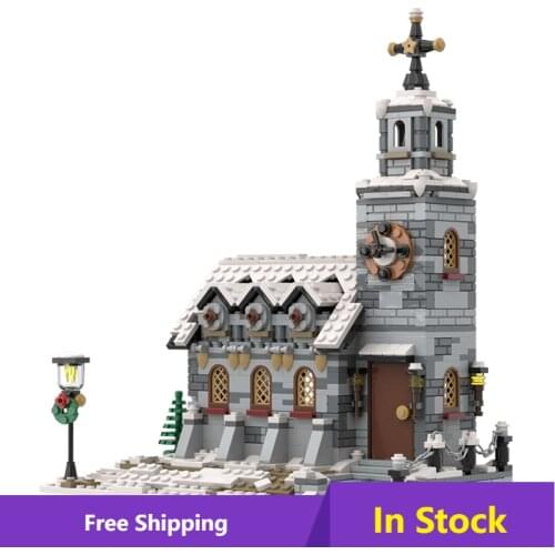 City Winter Village Church Winter Village Chalet Building Blocks Cafe House Lakeside Scenery Bricks Toys For Childrens Gifts