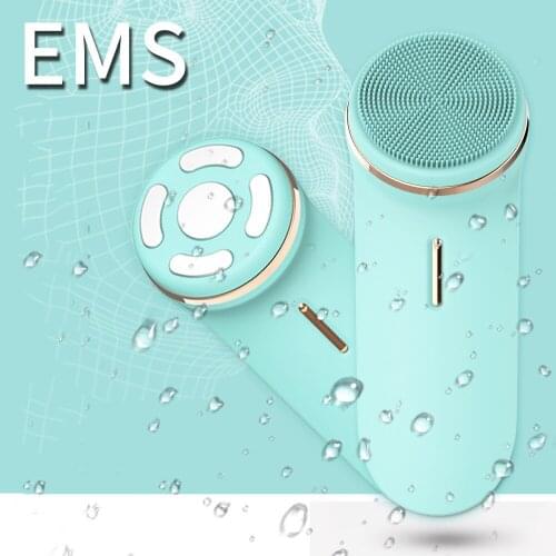 EMS Micro-current Ion Introduction Facial Massager Instrument Electric Silicone Sonic Vibration Deep Face Cleansing Brush