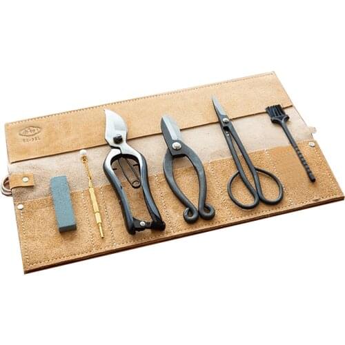 Florist Special Scissors Japanese Ikebana Flower Arrangement Tools Set Flower Art Tool Kit With 22x38.5CM Real Suede cowhide Bag