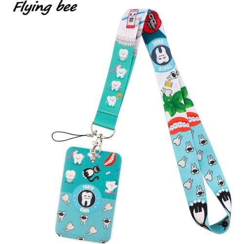 Flyingbee X1701 Tooth Care Creative Lanyard Credit Card For Doctor Dentist ID Name Work Card Holder Business Card Cover Badge
