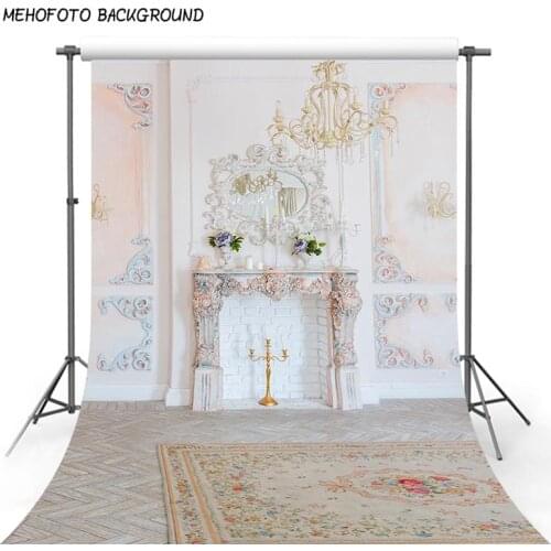 Photography Background White Damask Wall Golden Chandelier Indoor Photography Backdrops for Wedding Customized fondo photocall