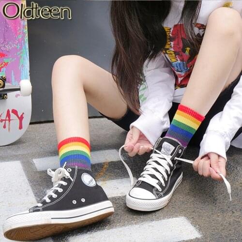 Hot New Women Socks Happy Colorful Combed Cotton Home Comfortable Funny Winter Warm Hip Hop Trendy Street Skateboard Socks