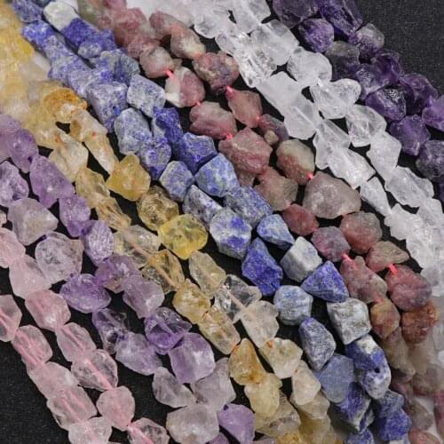 ICNWAY 38cm Raw Gemstone 8-12mm Lapis Lazuli Tourmaline Amethyst Citrine Quartz Apatite Labradorite for Jewelry Making
