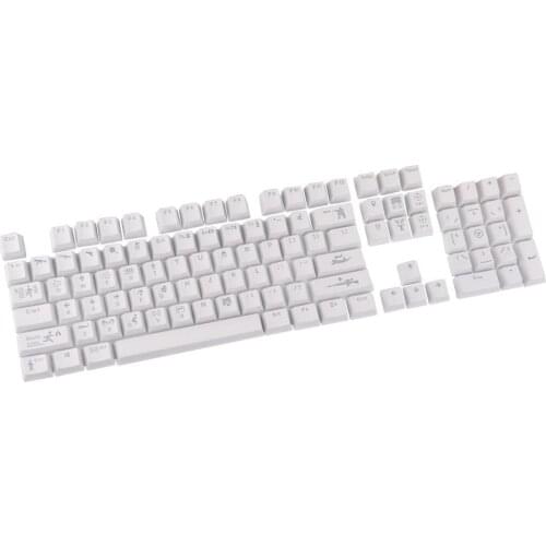104Pcs White Backlight Wear-resistant Key Caps Replacement Keyboard Accessory