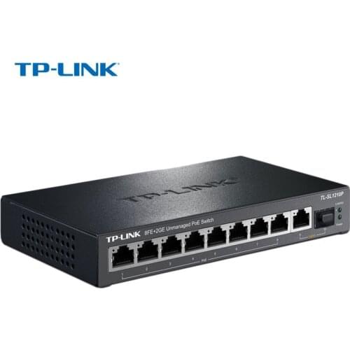 TP-Link 10 port Ethernet switch Steel Metal network Switch 8 port POE switch 1 port Gigabit SFP fiber (TL-SL1210P)