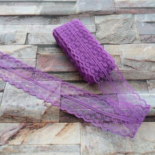 Beautiful Deep Purple 10 Yards 45mm Width Net Embroidery Lace Bilateral DIY Jewelry, Clothing, Wedding, Sewing accessories