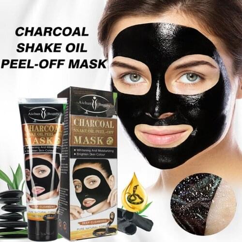 Face Peel Off Mask Charcoal Snake Oil Whitening Moisturizing Peel Mask Bright Skin Color Oil Control Purify Pores Facial Mask