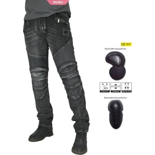 Mens Motorcycle Pants Safety Protective Lining Padded Jean Pant Trouser With Free Padding