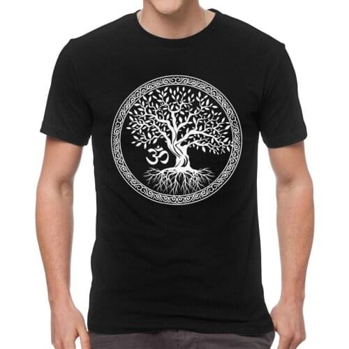 Male Tree Of Life With Om Symbol Yoga T-Shirt Streetwear Aum Buddhism Hinduism Tshirt Short Sleeve Cool T Shirt Homme Cotton Tee