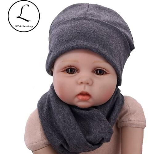 Soft Cotton Hat Scarf Set For Newborn baby Boy girls Autumn Winter Children Kids Toddler Warm Scarf Neckerchief Beanies hat Sets
