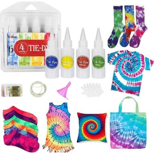 4 Colors Tie Dye Set Creativity Fabric Craft Arts Kit Muti-Color Dyes Permanent Paint Clothes Suit Dye Paint Pigment
