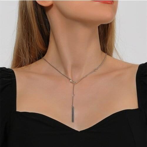 New Arrival Simple Design Tassel Silver Chain Necklace Adjustable Extension Chain Clavicle Chain Womens 2021 Fashion Jewelry