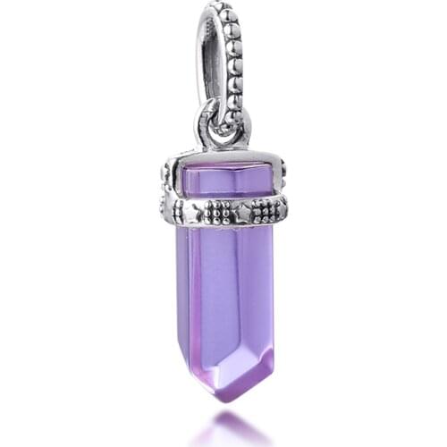 Fits Pandora Bracelet Purple Amulet Pendant Charm Real 925 Sterling Silver Beads for Women Jewelry DIY Making Silver Bead Charm