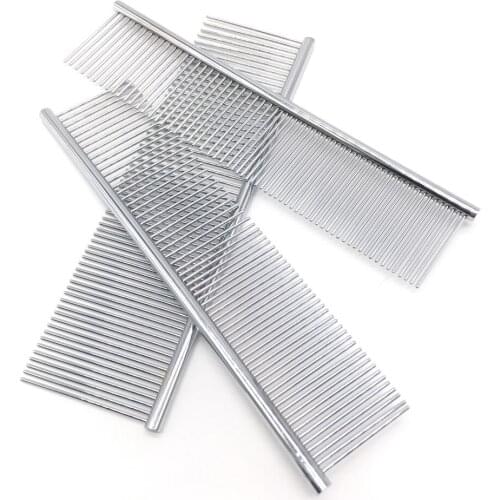 Pet Dematting Comb Stainless Steel Pet Grooming Combs for Dogs and Cats Gently Removes Loose Undercoat Mats Tangles and Knots