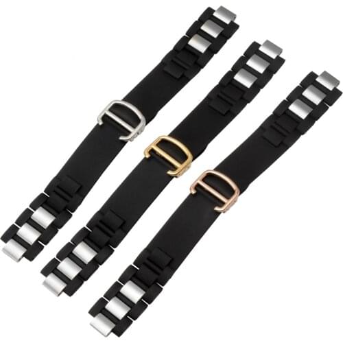 20*10mm Black White Watchbands Replace Silicone Rubber Watch Band For Cartier 21 Chronoscaph W10198U2 W10125U2 W10197U2 W10184U2