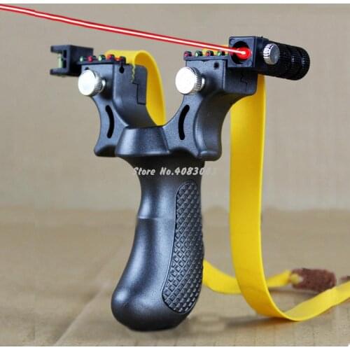 Resin Hunting Slingshot With Red Laser Aiming Rubber Band Powerful Sling Shot Pocket Shot For Outdoor Shooting Fishing Catapult