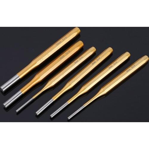 6pcs/set Cr-V Steel Forging Cylindrical punch, Punching Center Round Chisel Hand Tool Set Carving Chisel Punch Set