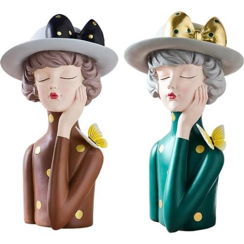 Nordic Cartoon Dry Flower Vase Resin Home Desktop Figurine Cabinet Bookshelf