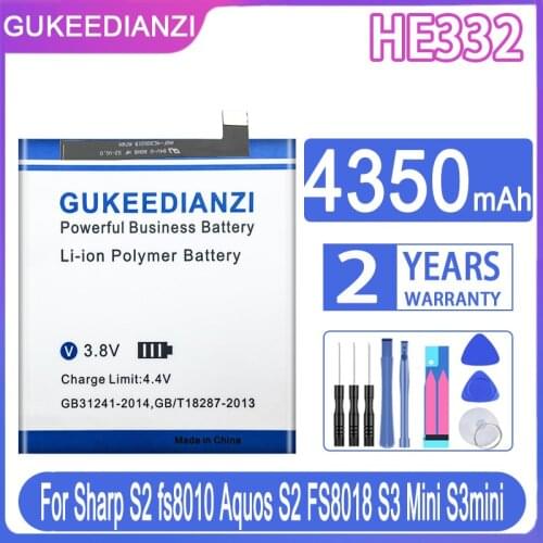 GUKEEDIANZI Replacement Battery HE332 4350mAh For Sharp S2 fs8010 Aquos S2 FS8018 S3 Mini S3mini