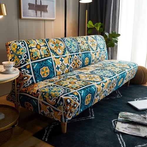 Modern Geometric Print Folding Sofa Bed Cover Without Armrest Universal Stretch Couch Cover Furniture Slipcover Sofa Protector