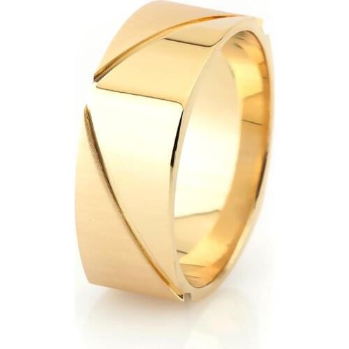 Tesbihane-Square Design Gold Color 925 Sterling Silver Men 'S Wedding Ring