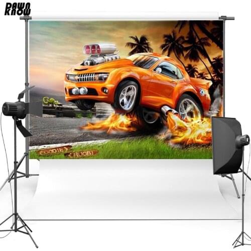 DAWNKNOW Cartoon Fire Car Vinyl Photography Background For Children Play Polyester Backdrops For Photo Studio G681