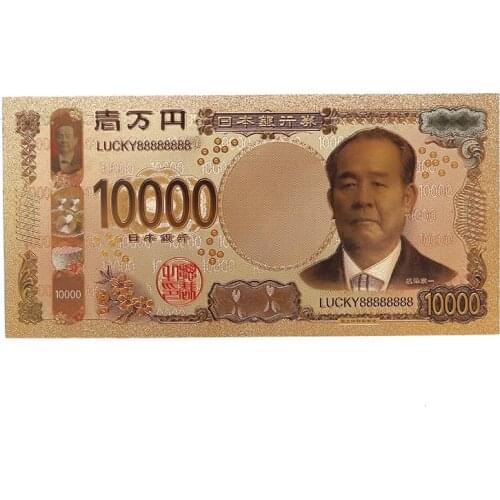 WR Japan Gold Plated Banknote 10000 JPY Fake Banknote Gold Foil Money Japanese Collectible Gold Banknote For Business Gift