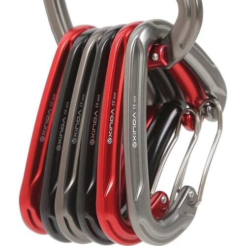 XINDA Outdoor Quickdraw Spring-loaded Gate Rock Climbing Straight Bent Wire gate Aluminum Carabiner Protect Kits Professional