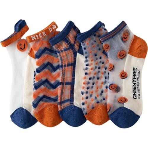 Womens Socks New Cute Lovely Smiling Invisible Women Fashion Spring Summer Womens Short Ankle Socks Mesh Breathable Thin Socks