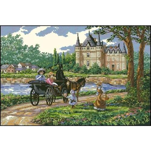 Gold Collection Counted Cross Stitch Kit My Ladys Chateau Country Trip Castle Carriage dim 03790 3790
