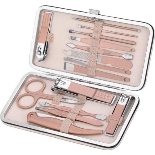 15 Pieces in 1 set of Nail Manicure Tools Nails toe Clipper Scissors Tweezer pedicure kit professional quality Case For Travel