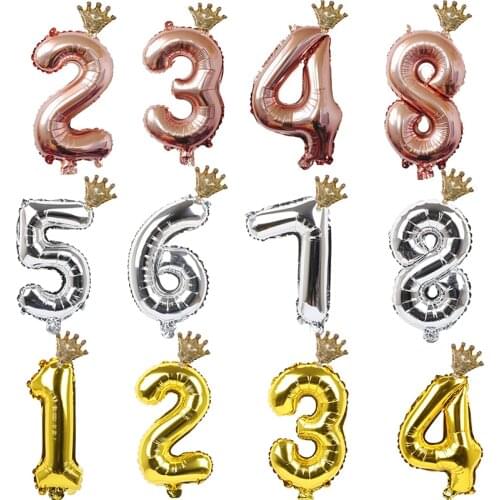 2pcs Birthday Balloons Rose Gold Sliver Number Foil Balloons 1 2 3 4 5 6 Years Happy Birthday Party Decor Kids Ballon Supplies