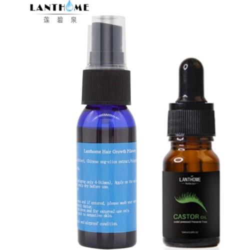 Lanthome 2pcs Fast Hair Growth Serum Product Hair Spray Essence Anti Hair Fall Treatment Castor Oil Fast Eyelashes Serum