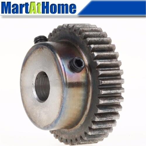 2 PCS Spur Gear Rack Pinion 40-Teeth M1 Bore Dia. 6/6.35/7/8/10/12/12.7/14/15/16/17/19/20 mm Straight Teeth Positive 45# Steel