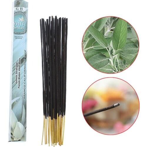 20Pcs/set White Sage Stick Pure Leaf Smoky Purification White Sage Air Cleaning Fragrance For Indoor Purification