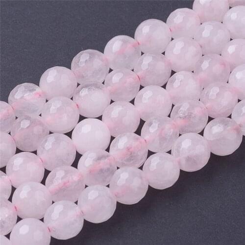 5 Strands Natural Stone Beads Strands Faceted Round Pink Stone Beads for Jewelry Making DIY Bracelet Necklace 4/6/8/10mm