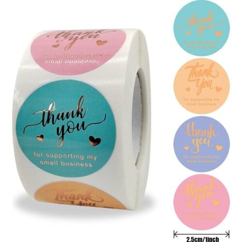 50-500pcs Gold stamping Thank You stickers 1inch Seal Labels Cute Gift Decorative Sticker for Business Package Envelope Sticker