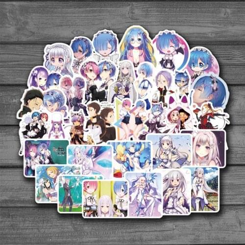 50 pcs/lot Cute Re:Life in a different world from zero Anime Stickers Girl Toys Cartoon Rem Ram Movie Souvenir Stationery Laptop