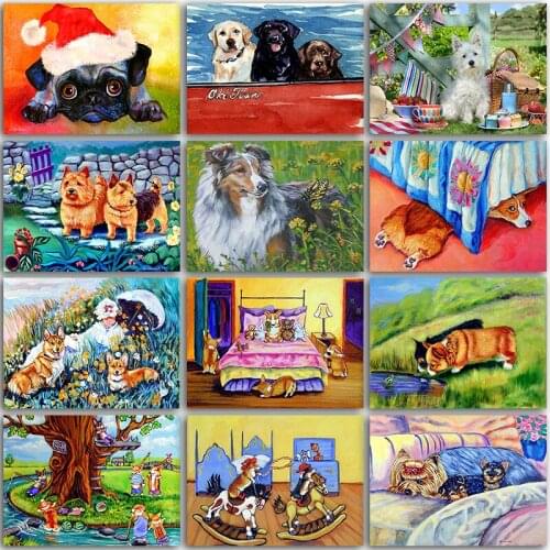 5D DIY Diamond Painting Cartoon art animal dog home decor Full Square&Round Diamond embroidery Cross stitch Diamond mosaic paint